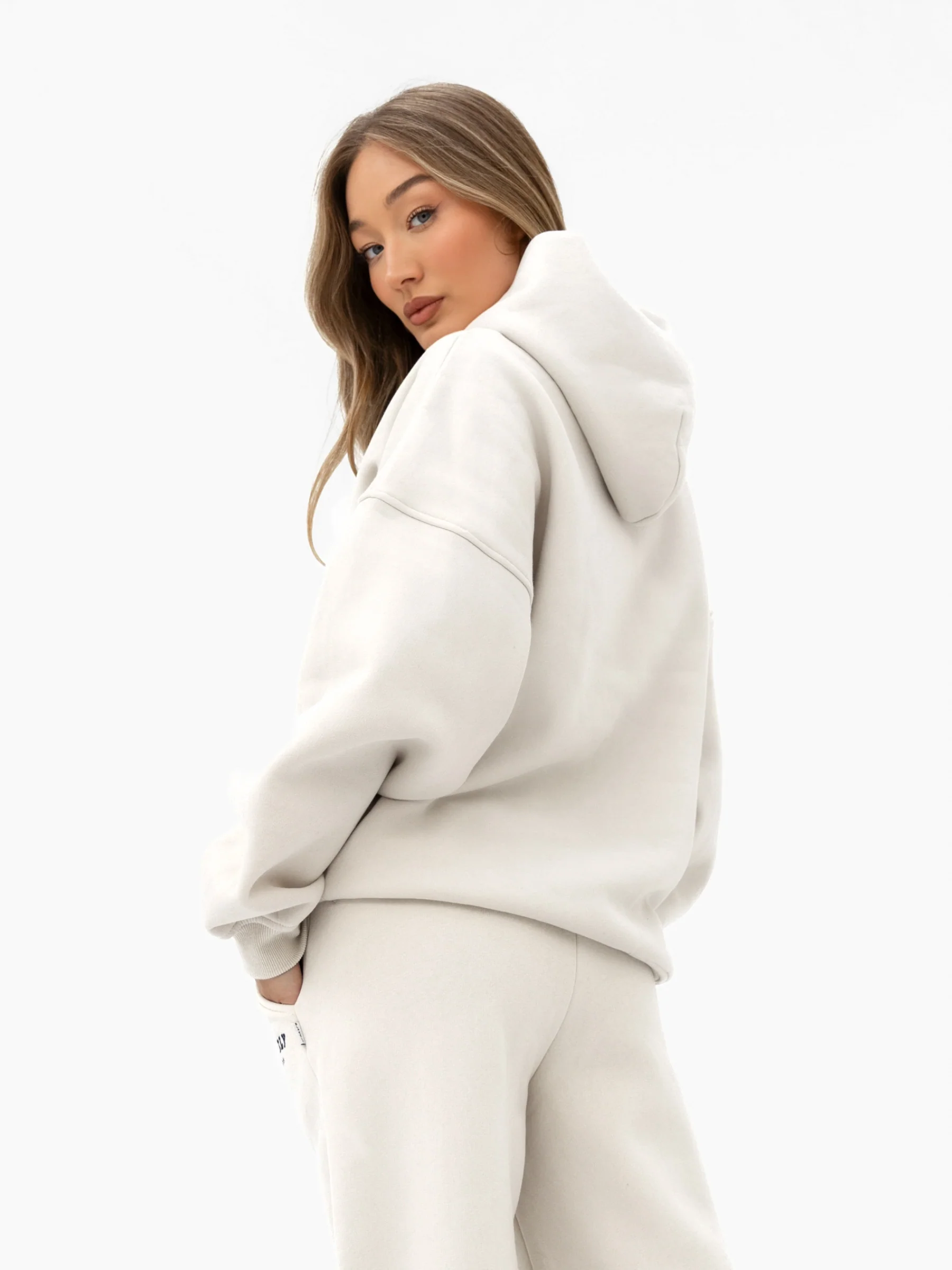 Varsity Oversized Hoodie - Chalk & True Navy - Image 4