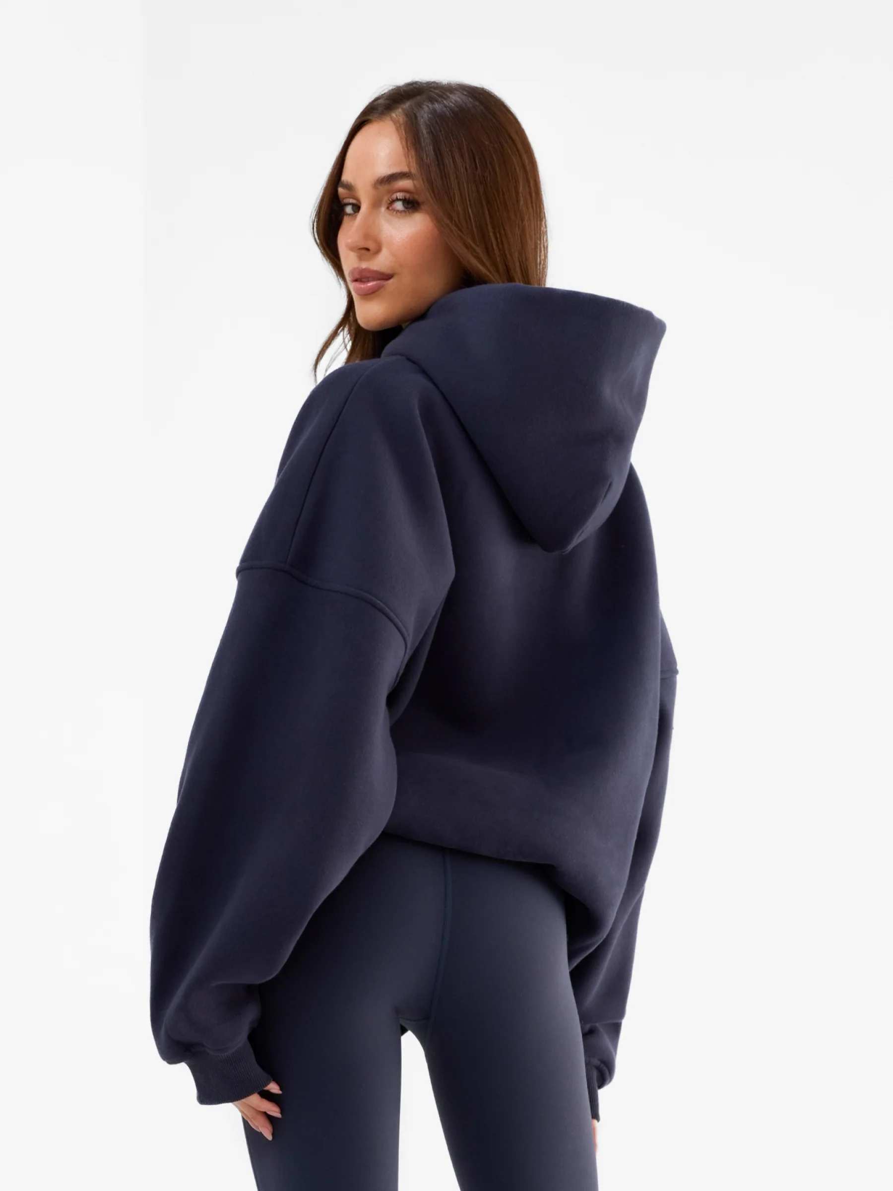 Varsity Oversized Hoodie - True Navy & Vintage Pink - Image 2