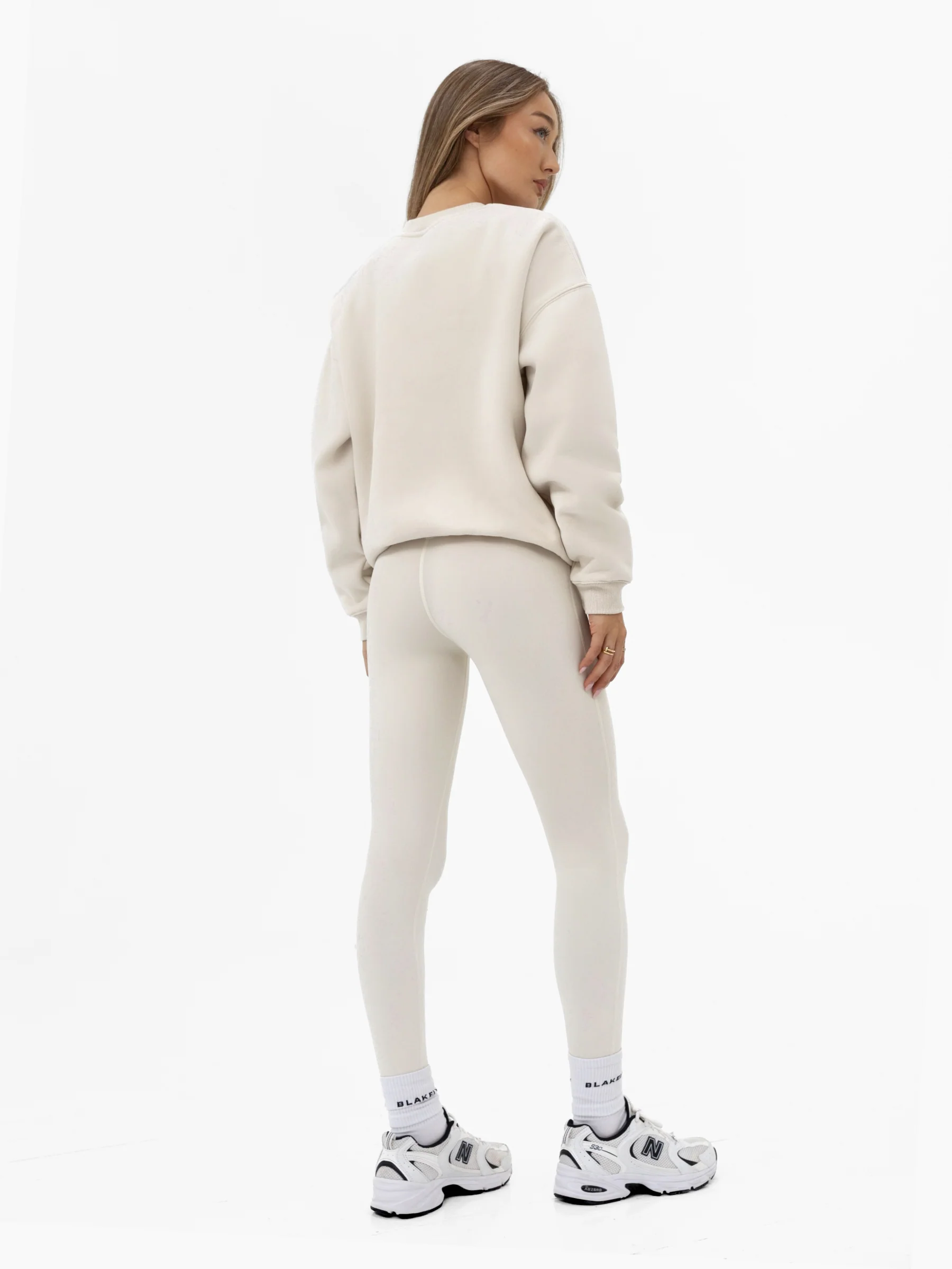 Varsity Oversized Jumper - Chalk & True Navy - Image 3