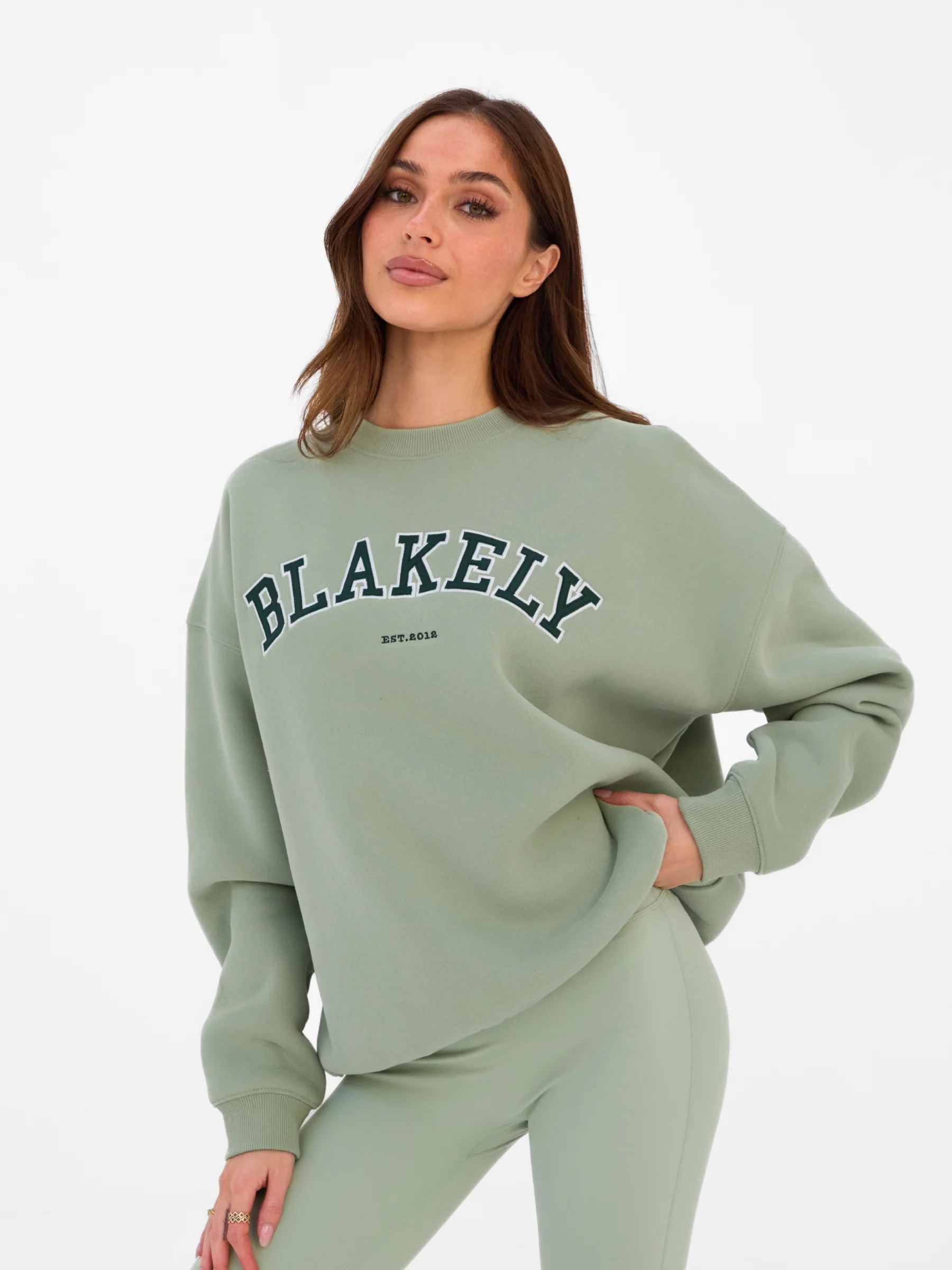 Varsity Oversized Jumper - Light Green