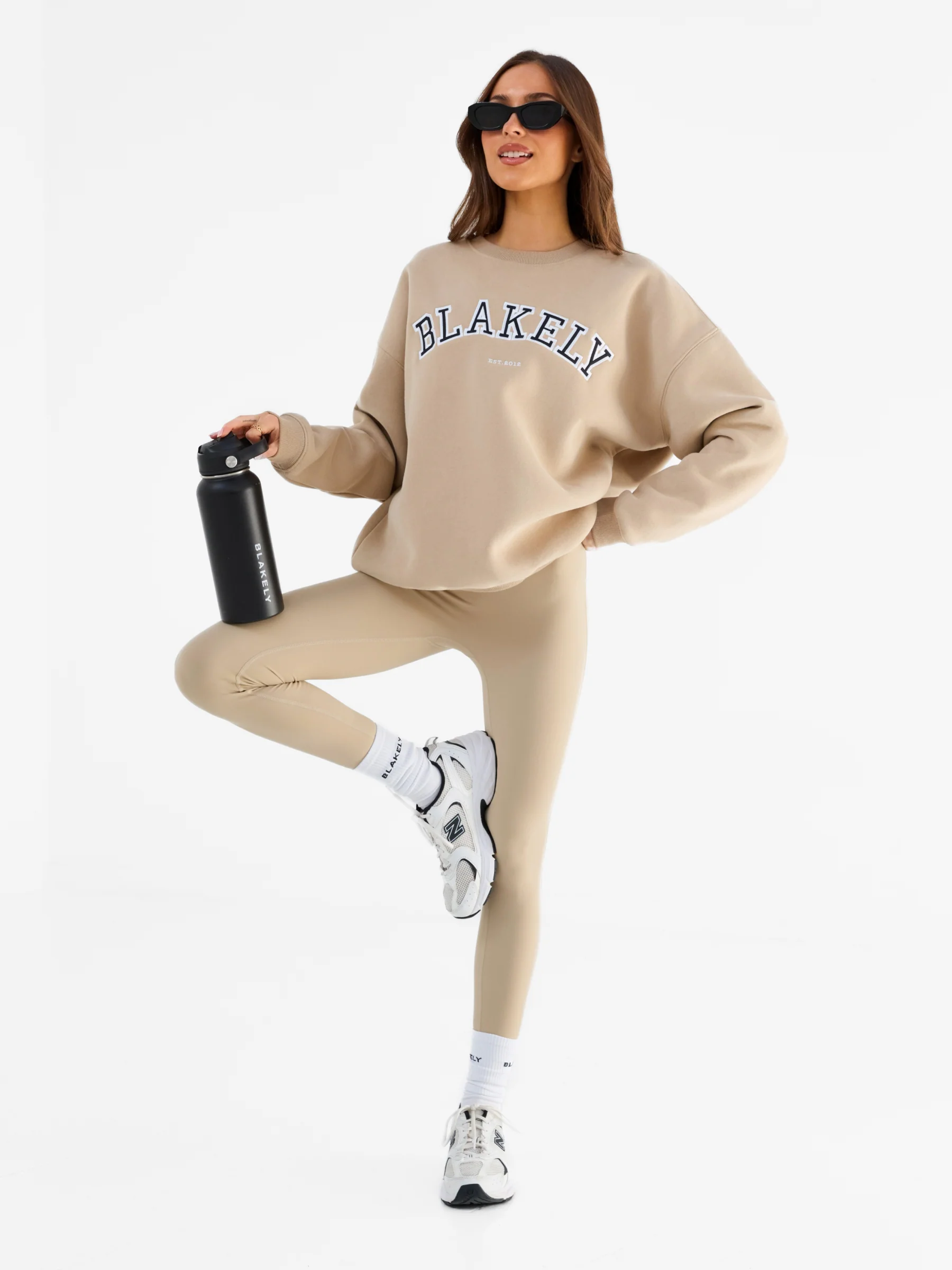 Varsity Oversized Jumper - Tan - Image 4