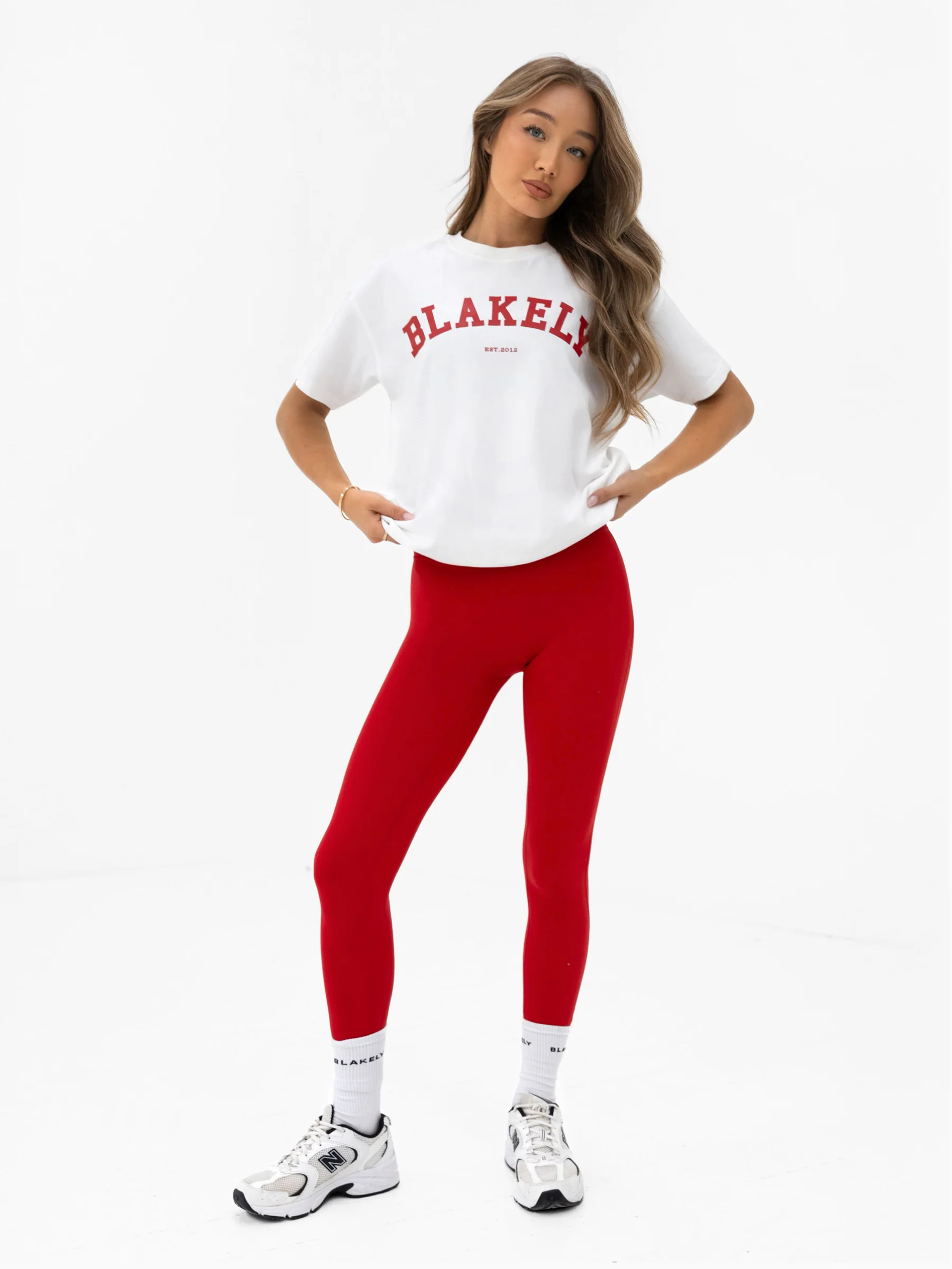 Varsity Oversized T-Shirt - White & Chilli Red - Image 2