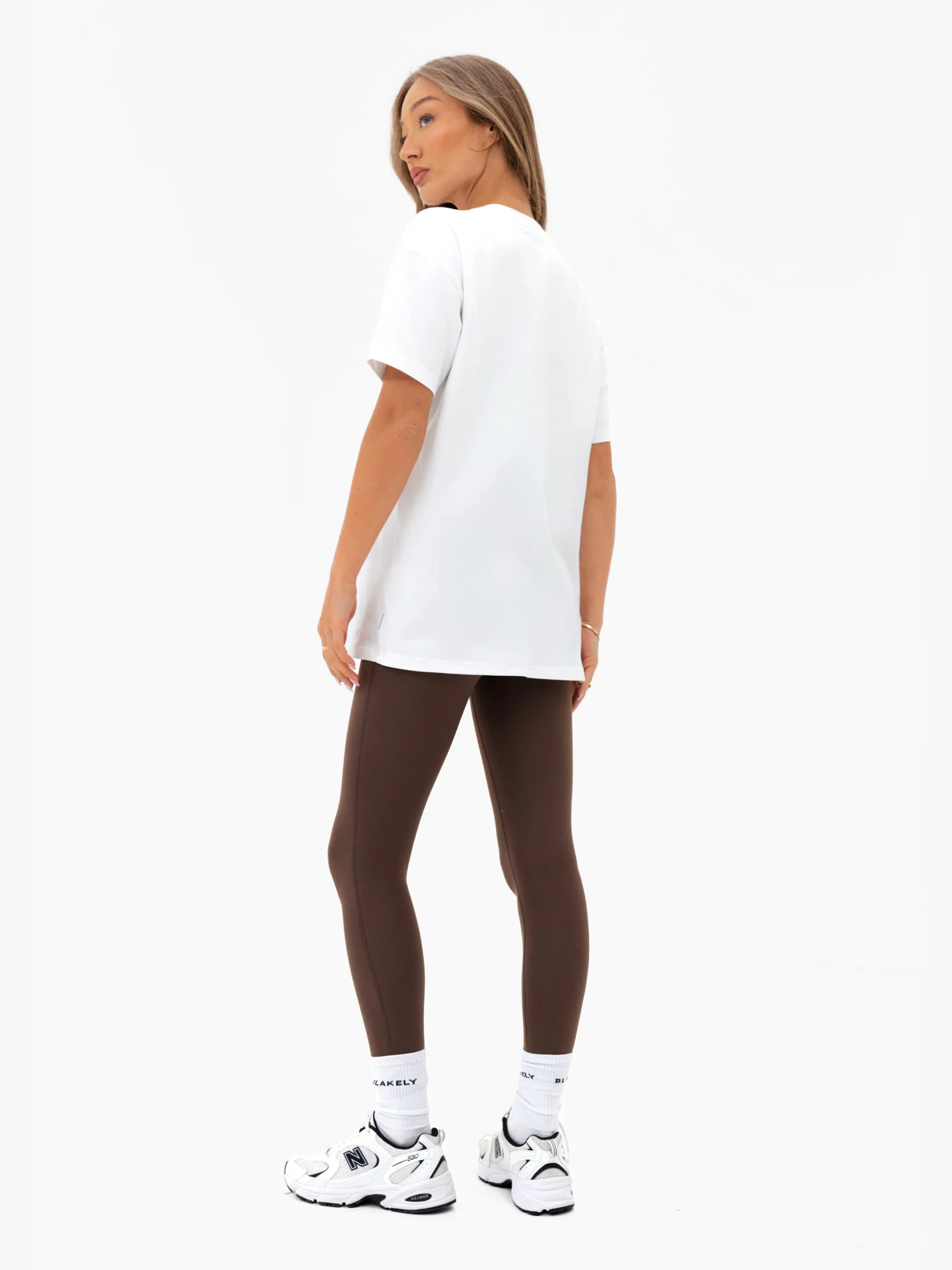 Varsity Oversized T-Shirt - White & Dark Chocolate - Image 4