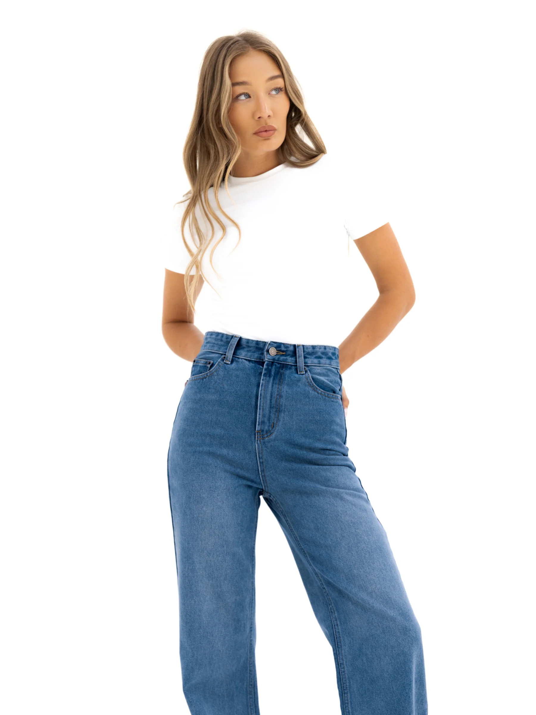 Blakely Wide Leg Jeans - Mid Blue - Image 6