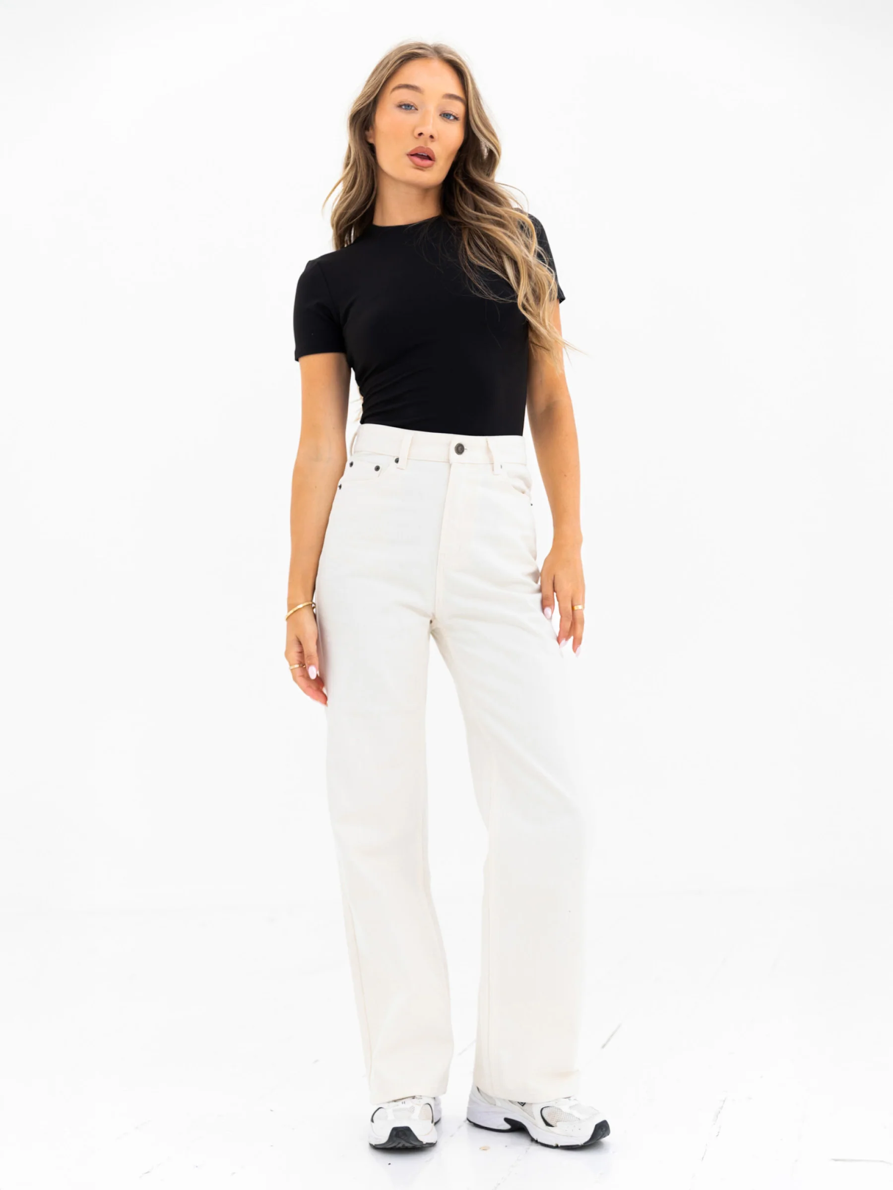 Blakely Wide Leg Jeans - Off White - Image 3