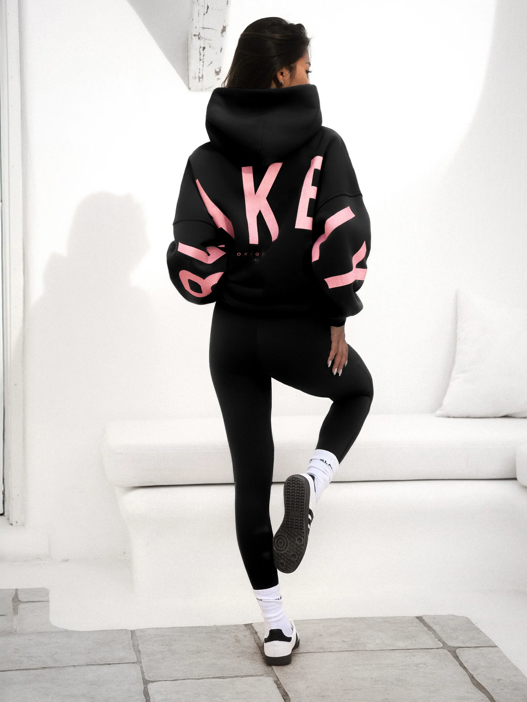 Members Isabel Oversized Hoodie - Black & Pink - Image 3
