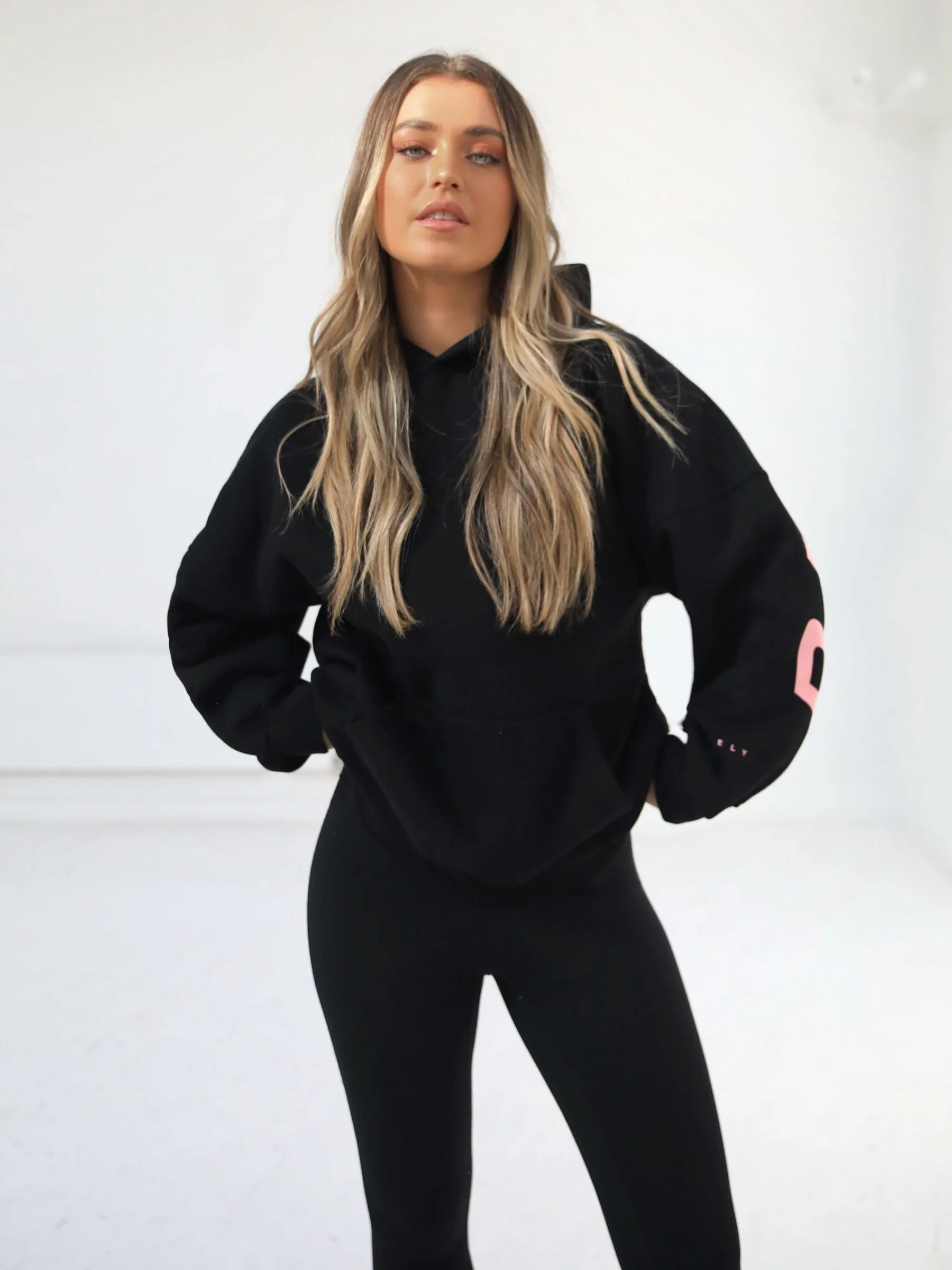 Members Isabel Oversized Hoodie - Black & Pink - Image 5