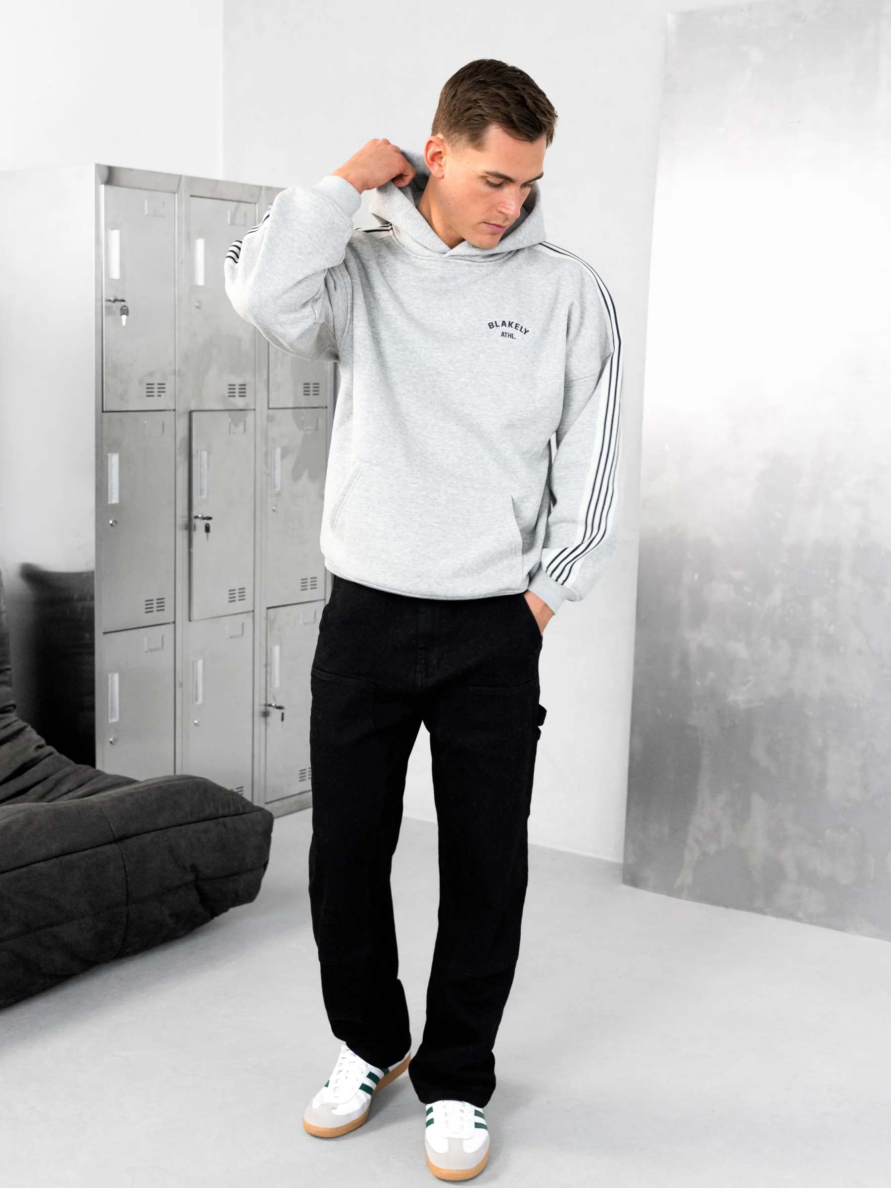 Zayd Relaxed Hoodie - Marl Grey - Image 3