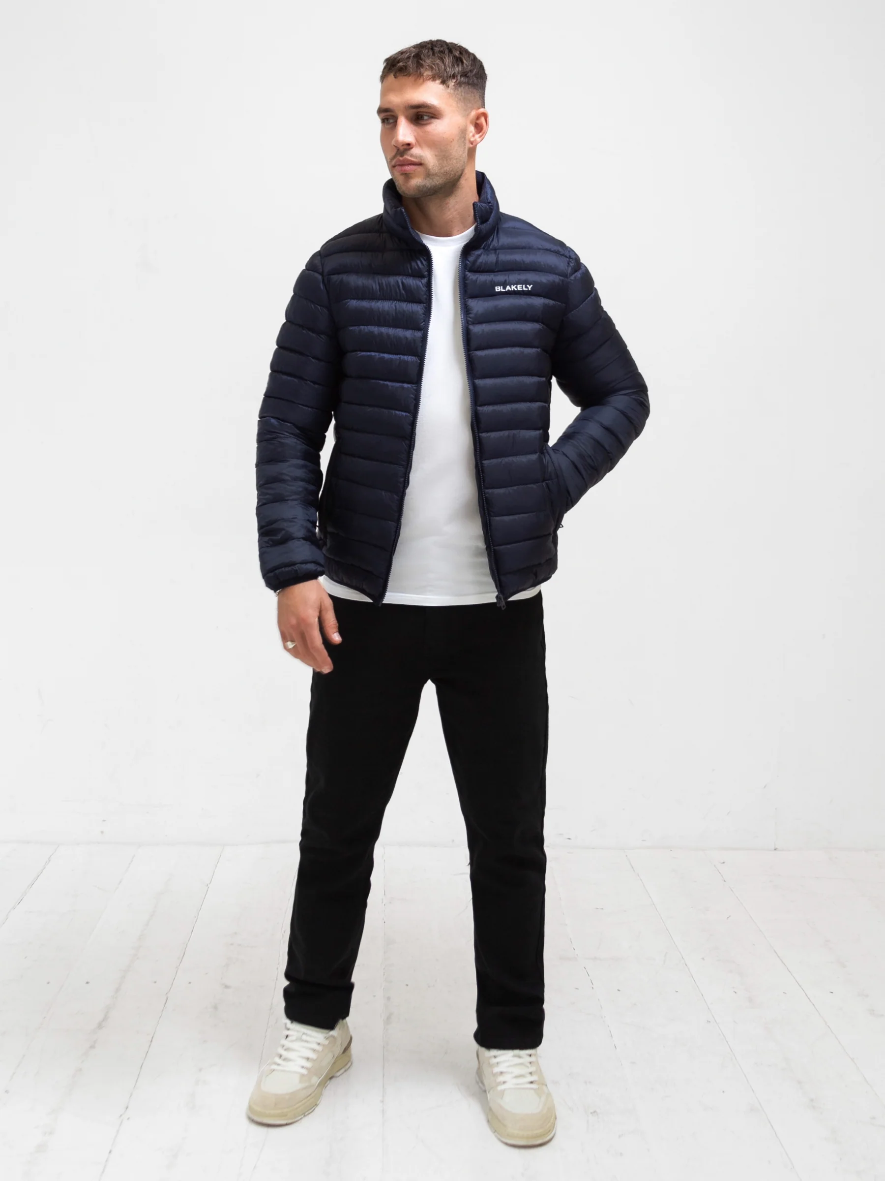 Lucas Lightweight Puffer Jacket - Navy - Image 3