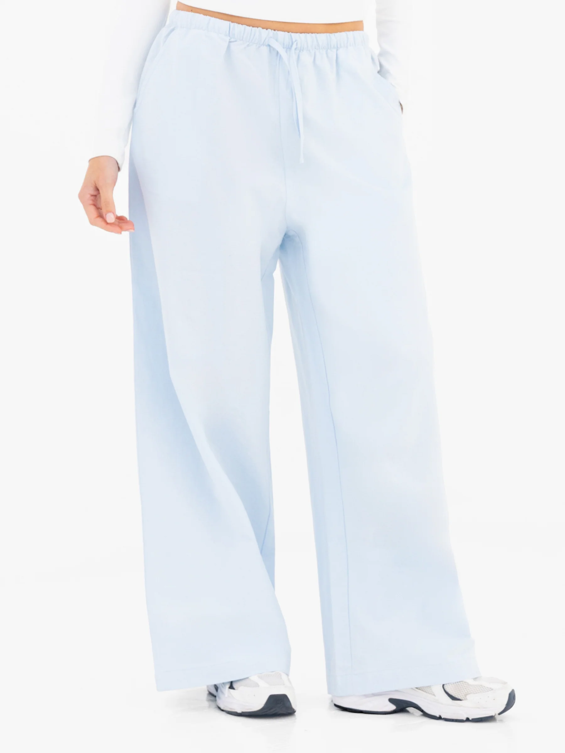 Maya Wide Leg Trousers - Soft Blue - Image 6