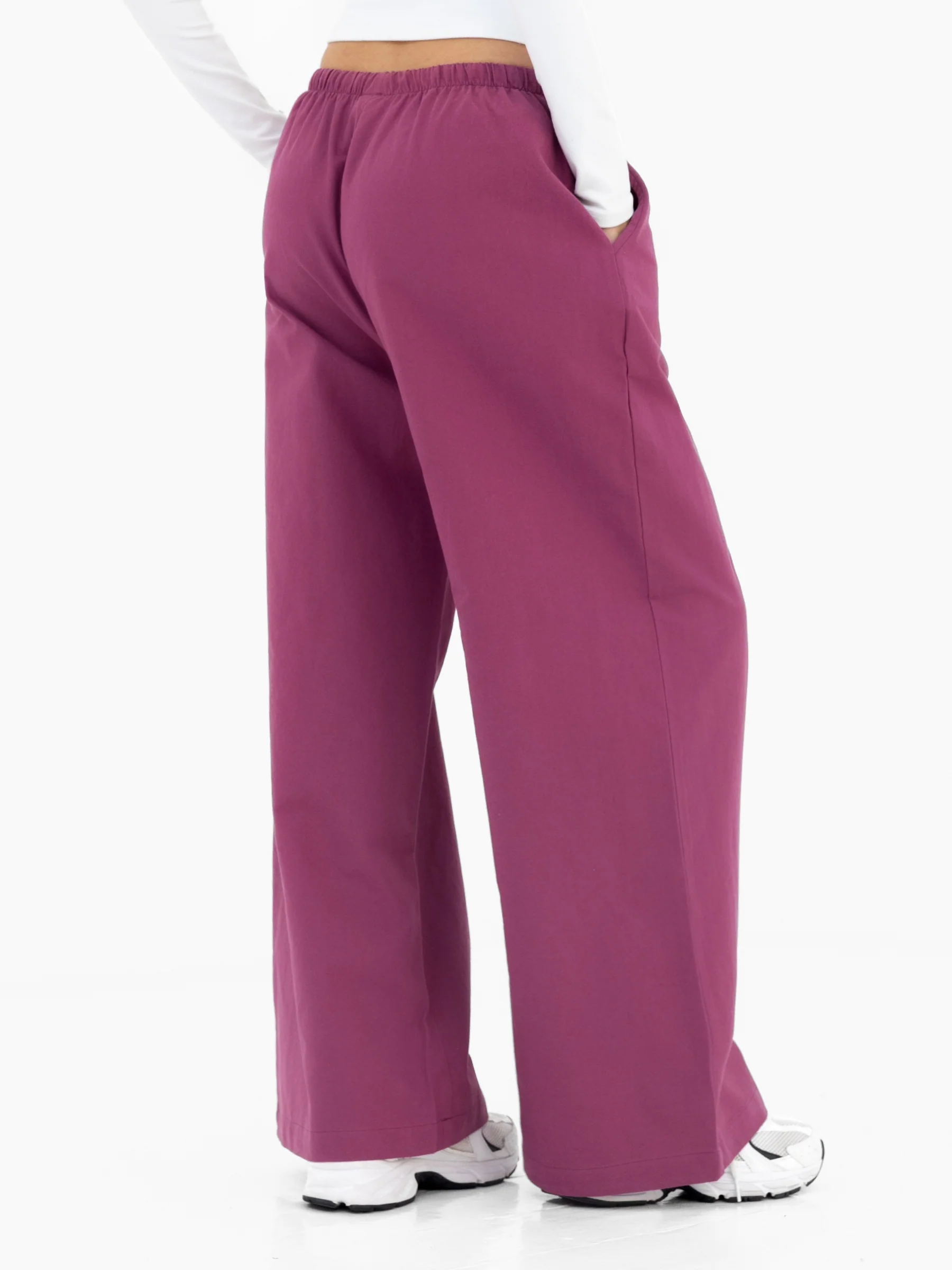 Maya Wide Leg Trousers - Mulberry - Image 4